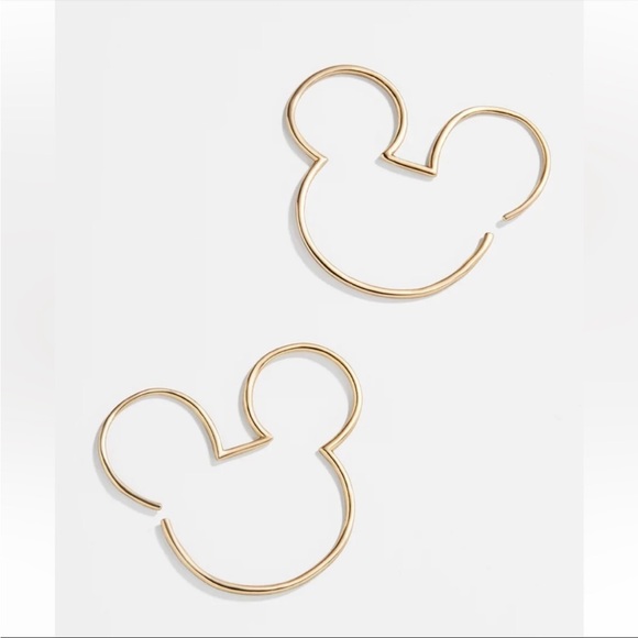 Disney x BaubleBar Mickey Mouse Gold Threader Hoop Earrings - Picture 1 of 13